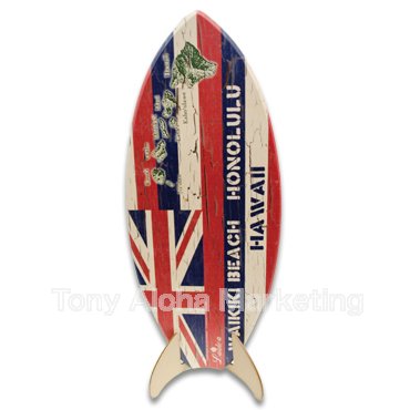 【ハワイアンギフト】Miniウッドサーフボード Hawaiian Flag